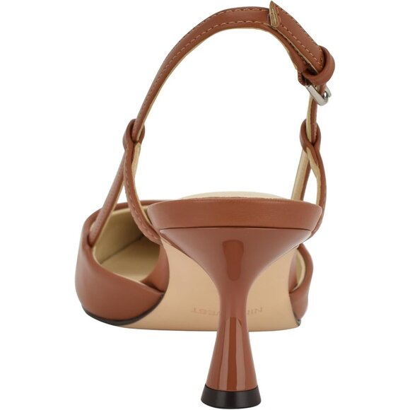 Nine West Women Brown Faux Leather Pointed Closed Toe Ankle Buckle Rhonda Pumps - Picture 3 of 6